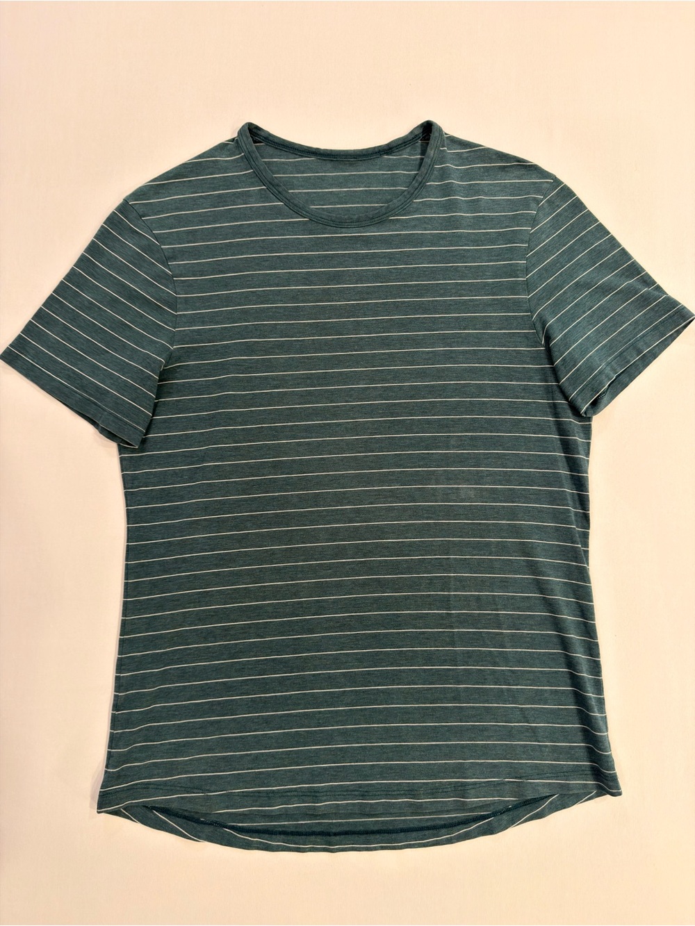 lululemon 5 Year Basic Tee Teal Green Heather White Pinstripe M